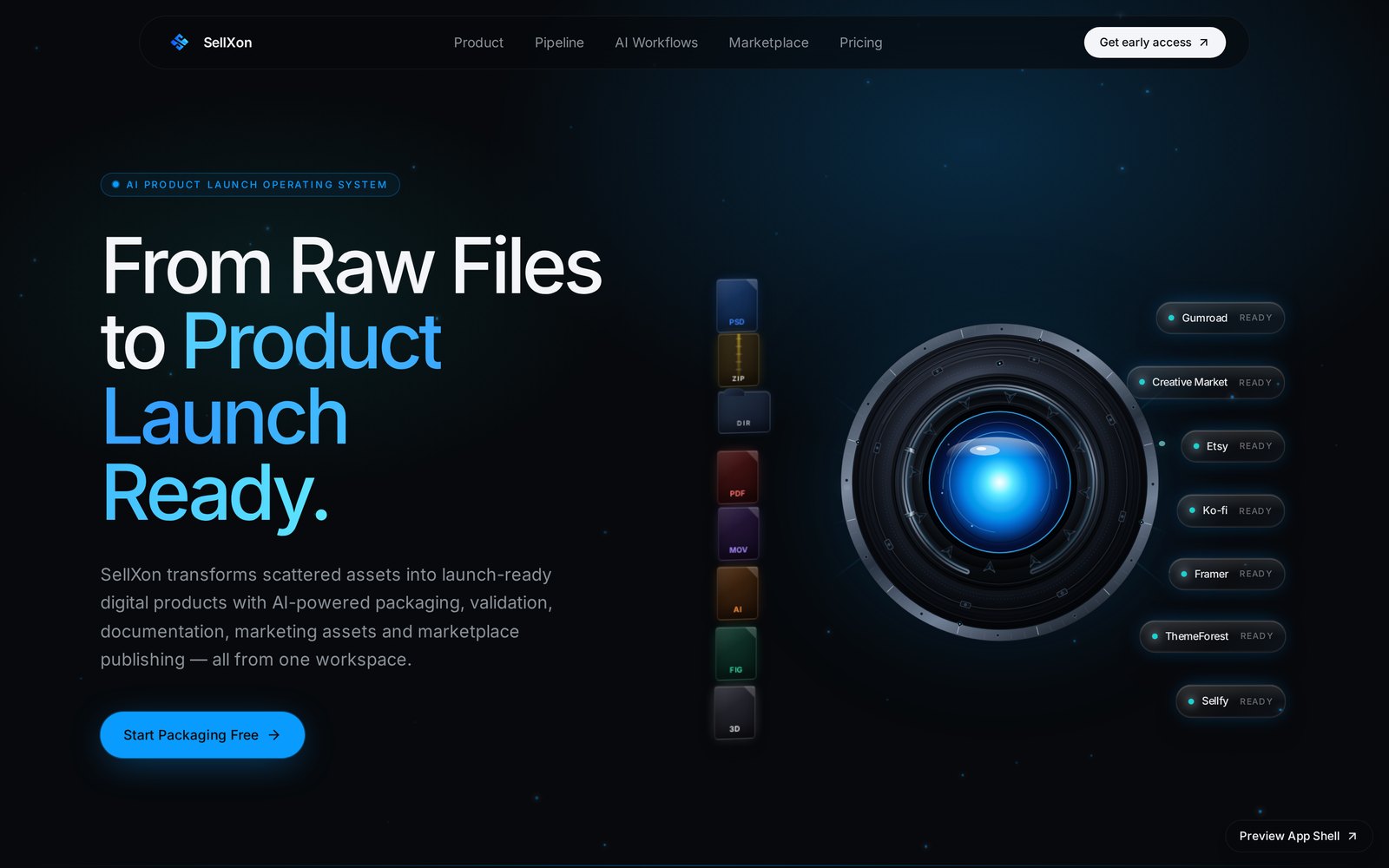 SellXon marketing site hero on sellxon.dev